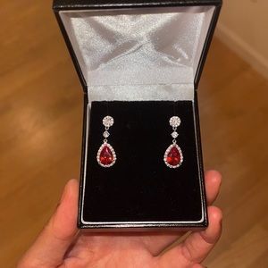 Rubies silver earrings vintage